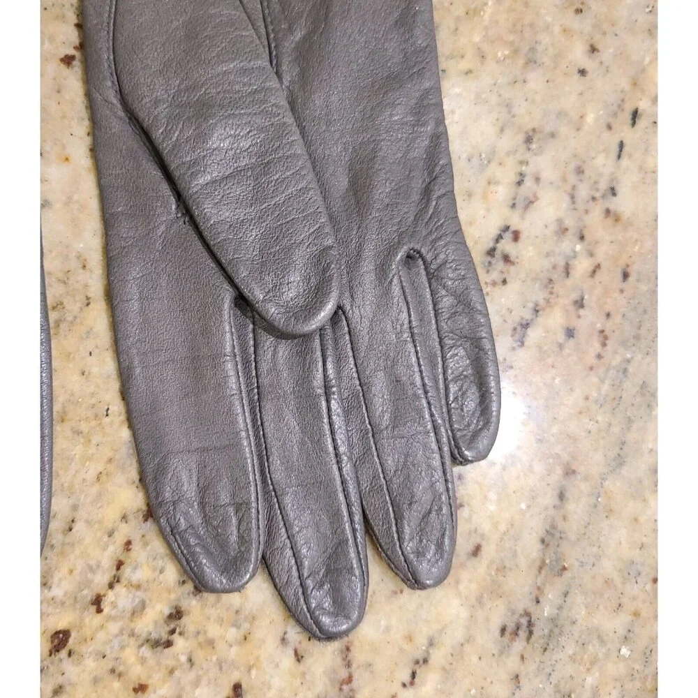 Vintage Size S 6.5 Gray Leather Lined 8